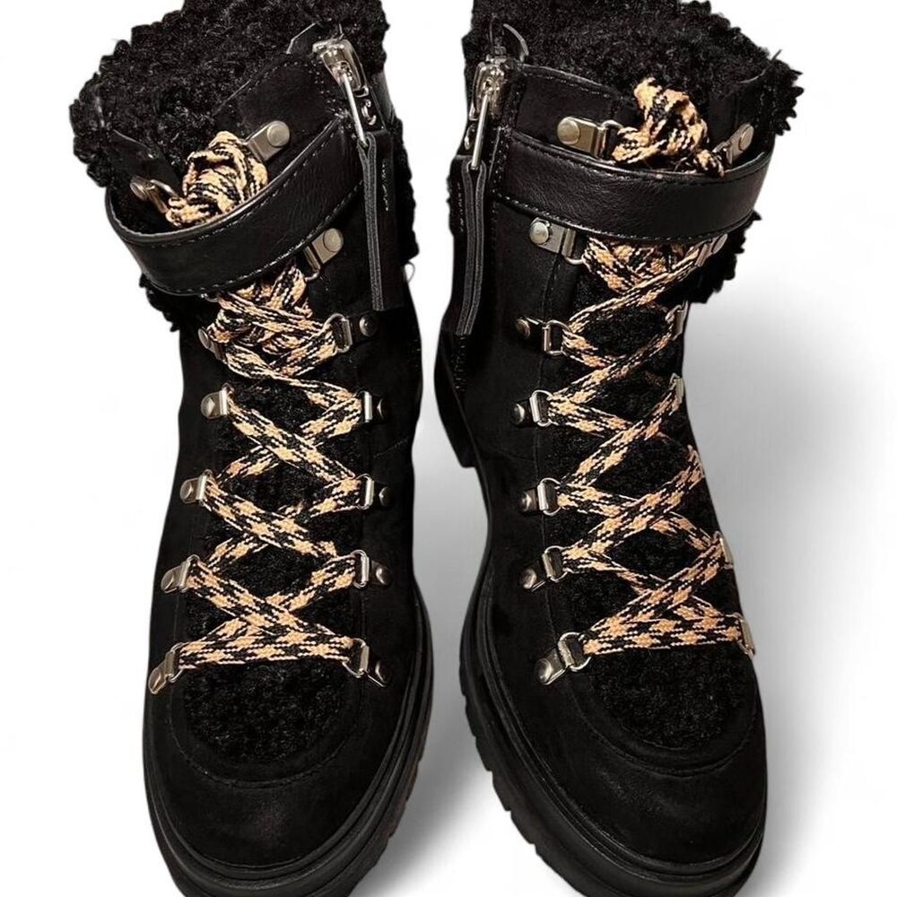 Women's Black Combat Snow Boots Size 10 - Picture 3 of 7